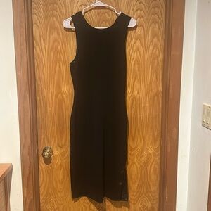 Polo black dress with leather sides 43” long
